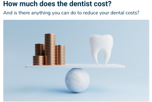 Coins and a symbolic tooth on a balance beam.