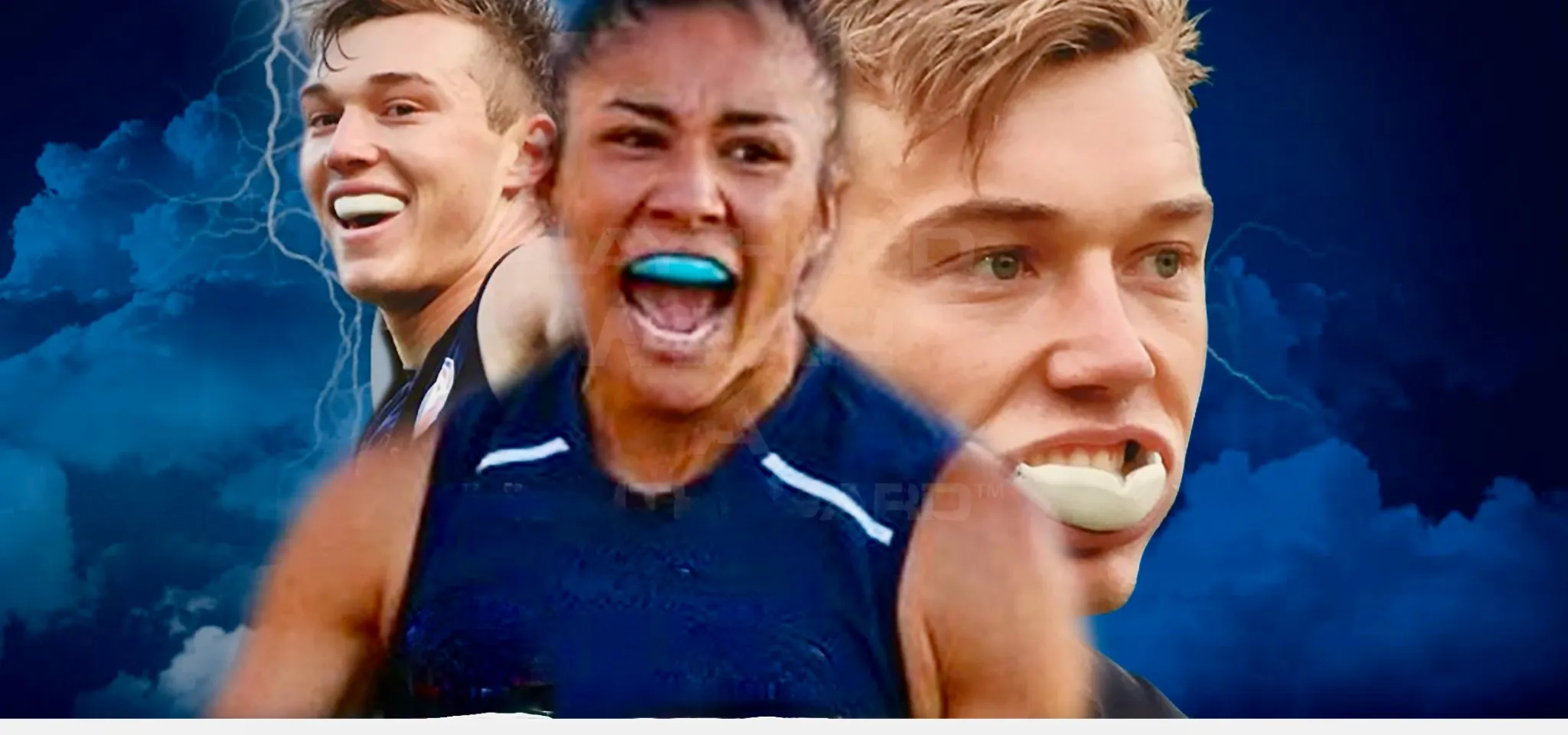 Athletes wearing custom sports guards