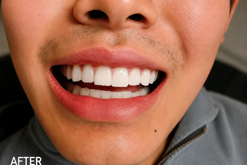 After enameloplasty showing smooth, even tooth edges at ProCare Family Dental in Morton Grove, Illinois.