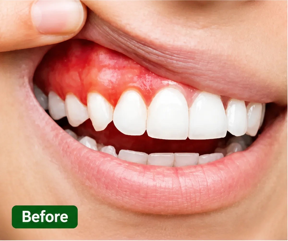 Before periodontal treatment showing inflamed gums and signs of gum disease in Morton Grove patient