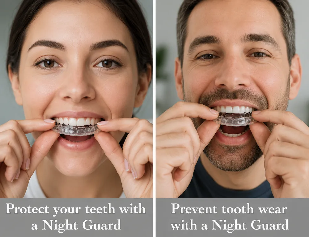 Patients fitting custom dental night guards to protect teeth from grinding and clenching at ProCare Family Dental in Morton Grove
