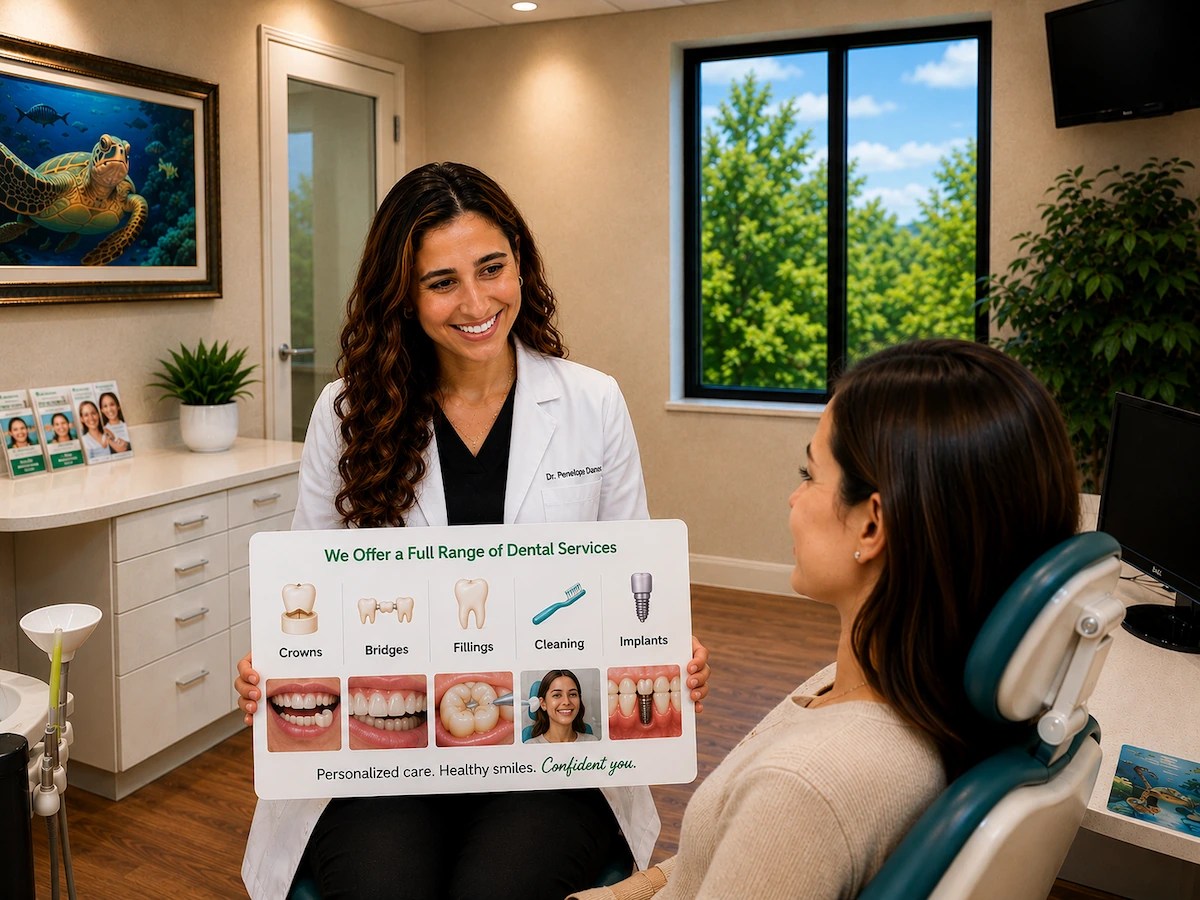 Dr. Penelope Danos discussing general dentistry treatment options with a patient at ProCare Family Dental in Morton Grove, Illinois.