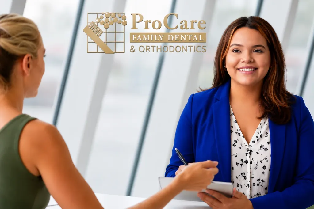 Karla welcoming a new patient during a consultation at ProCare Family Dental in Morton Grove, Illinois
